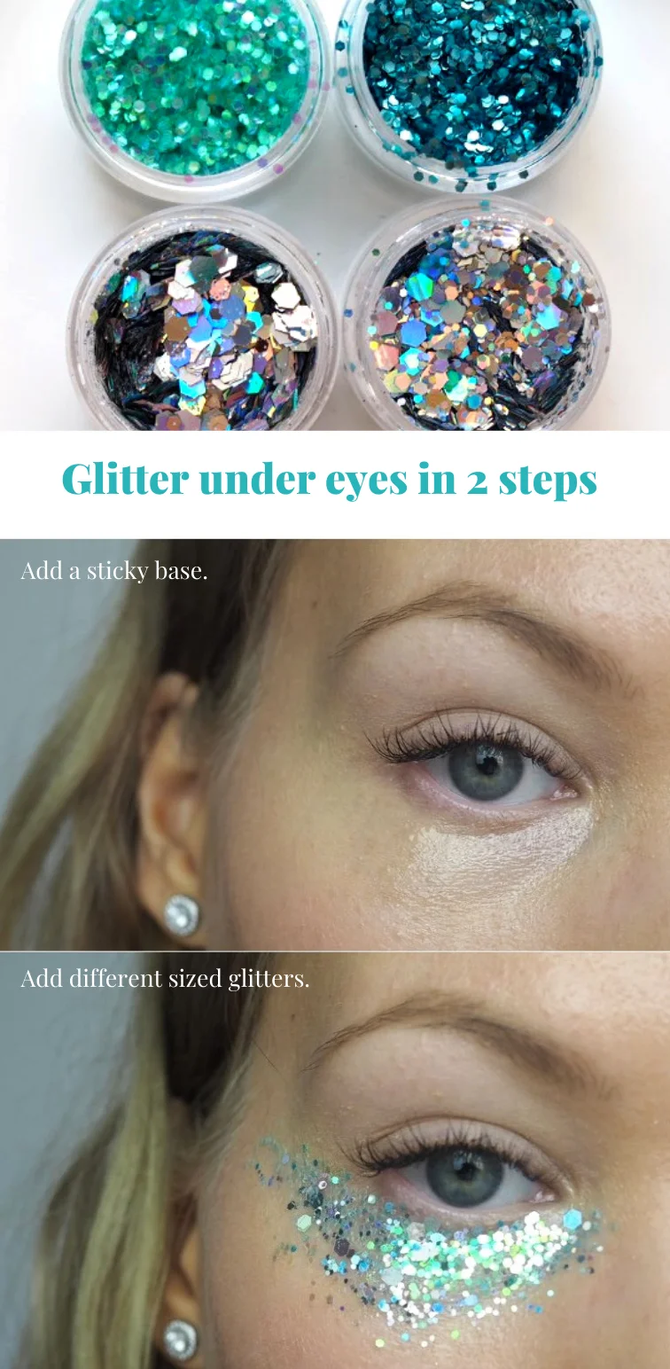glitter silmänalusten meikkiohje kahdessa vaiheessa