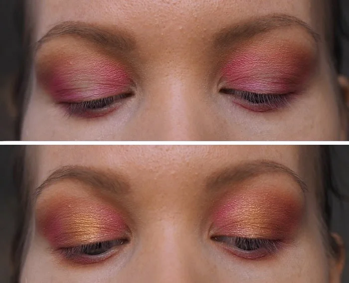 pink yellow orange sunset eyes makeup tutorial