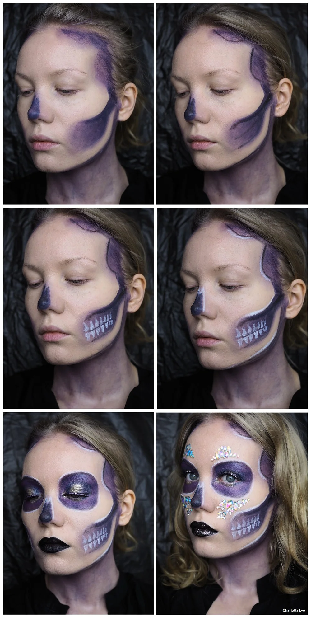Purple Glam Skull Makeup Halloween Tutorial