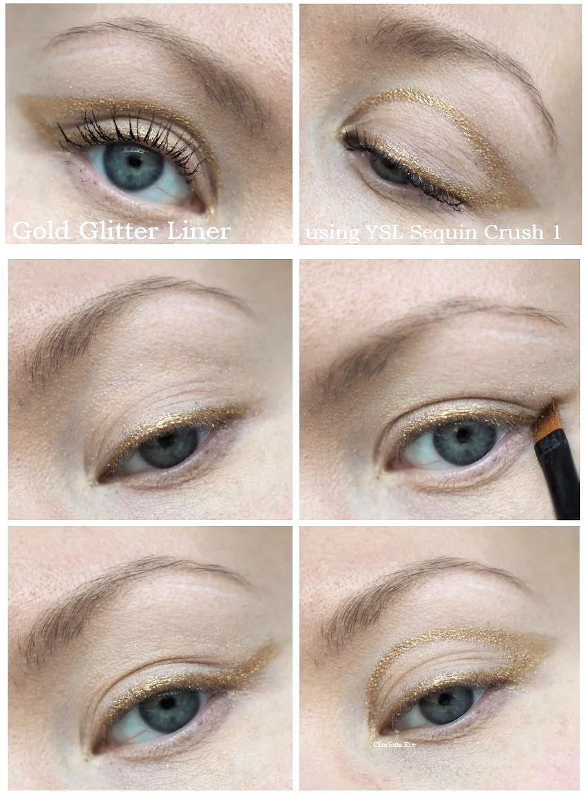 gold glitter liner makeup tutorial