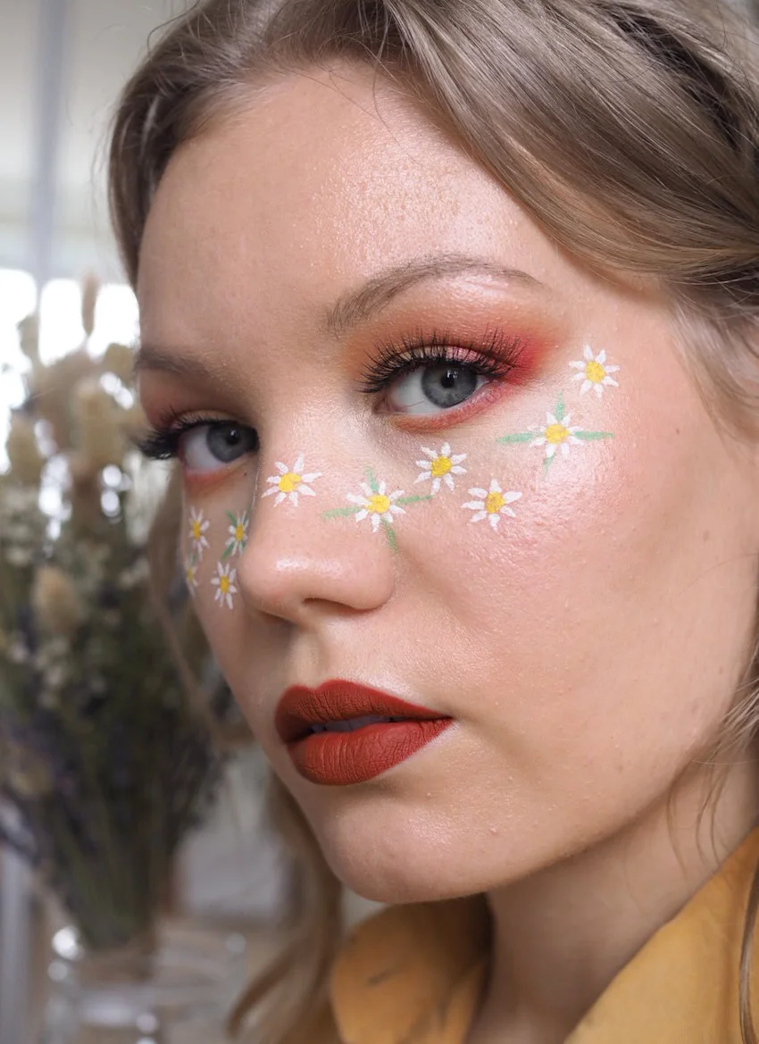 flower freckles makeup
