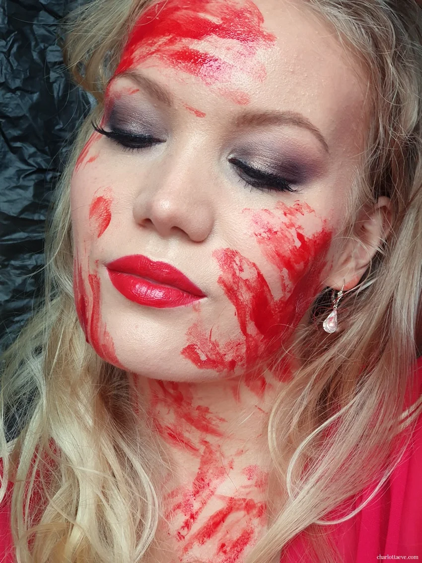Easy Halloween makeup with fake blood