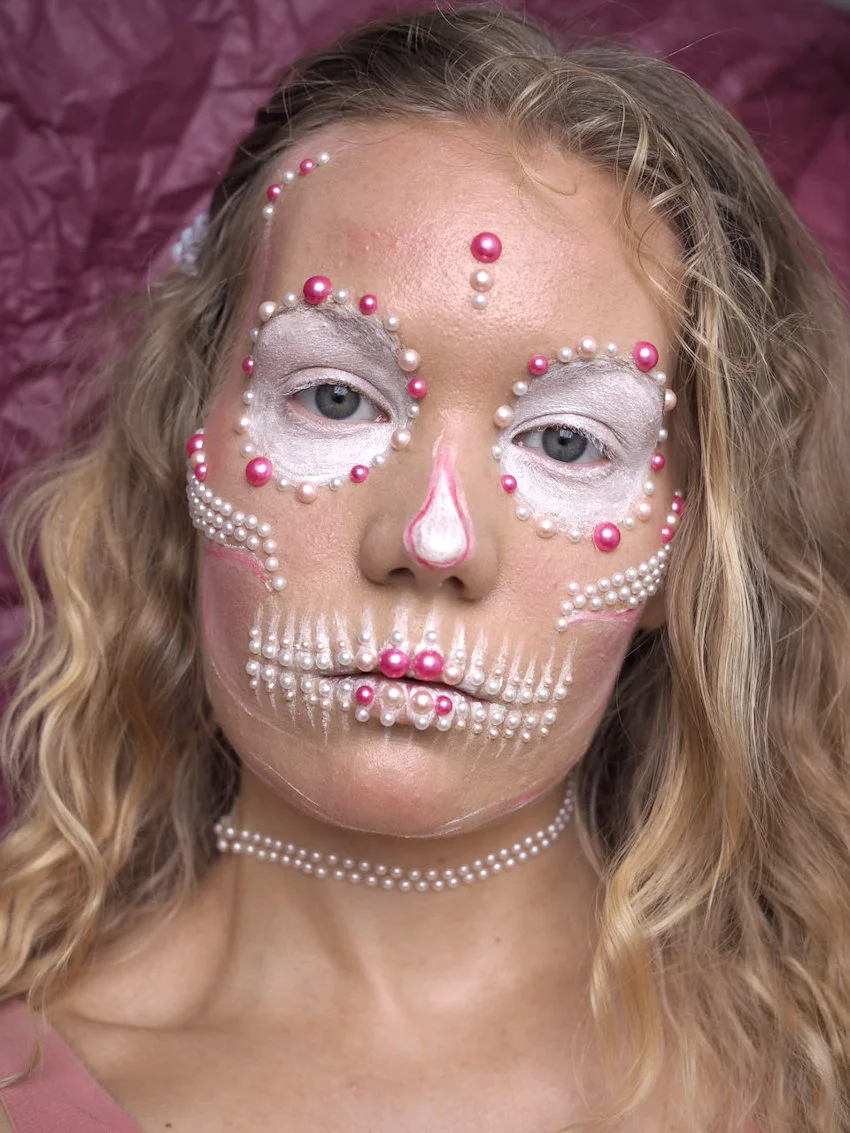 pearl skull easy halloween makeup tutorial
