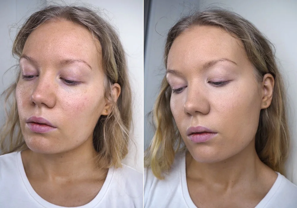 before after nars sheer glow foundation