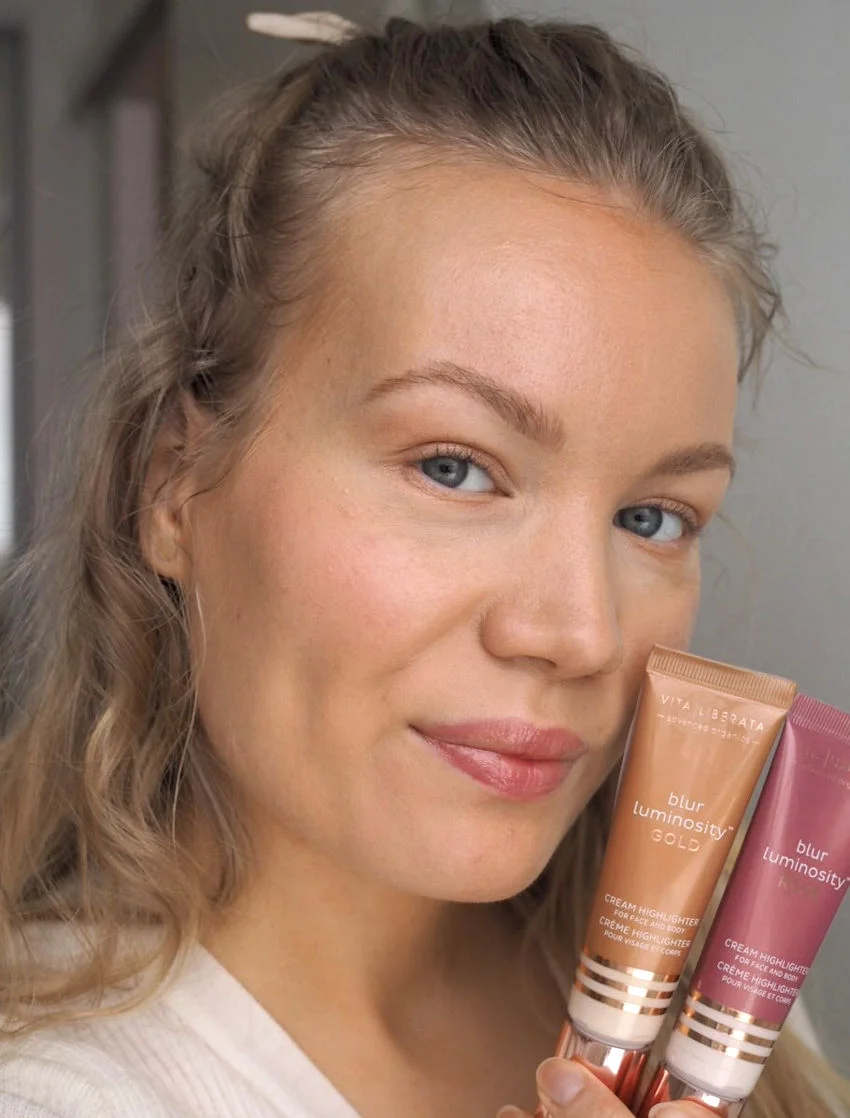 glowy skin with vita liberata luminosity highlighters