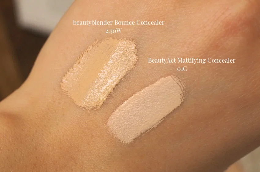 beautyblender concealer 230W and beautyact mattifying concealer 01C