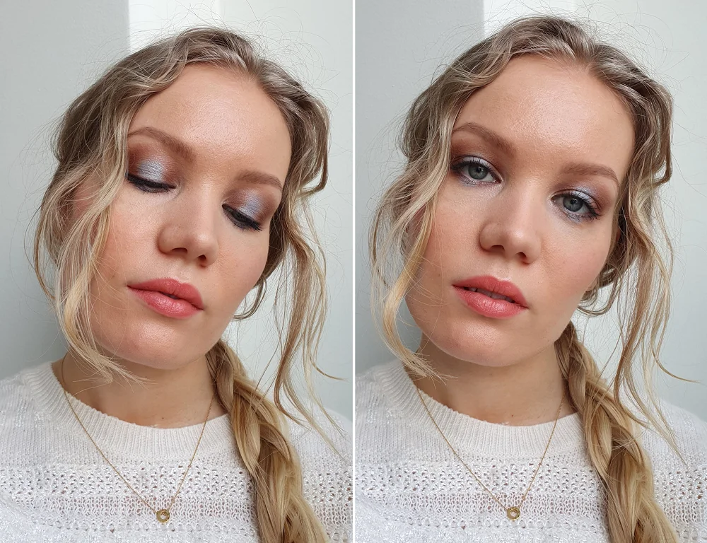 light blue halo eye makeup look