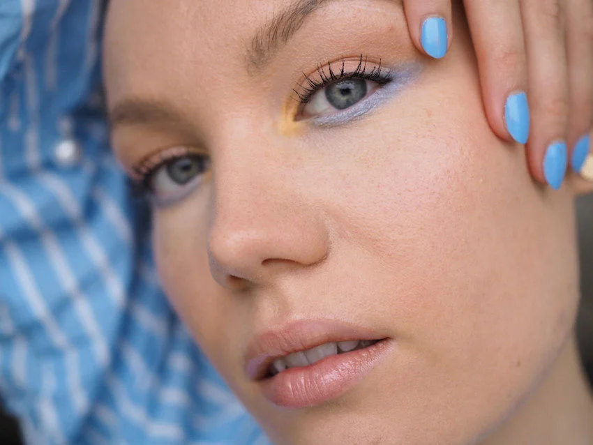 light blue yellow pastel makeup