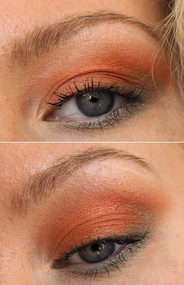 orange and green eye makeup