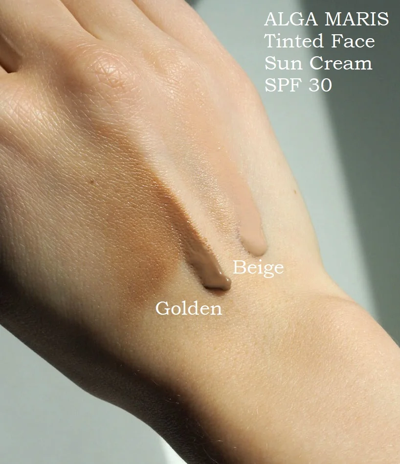 Alga Maris Tinted Face suncream SPF 30 Beige VS Golden Swatch