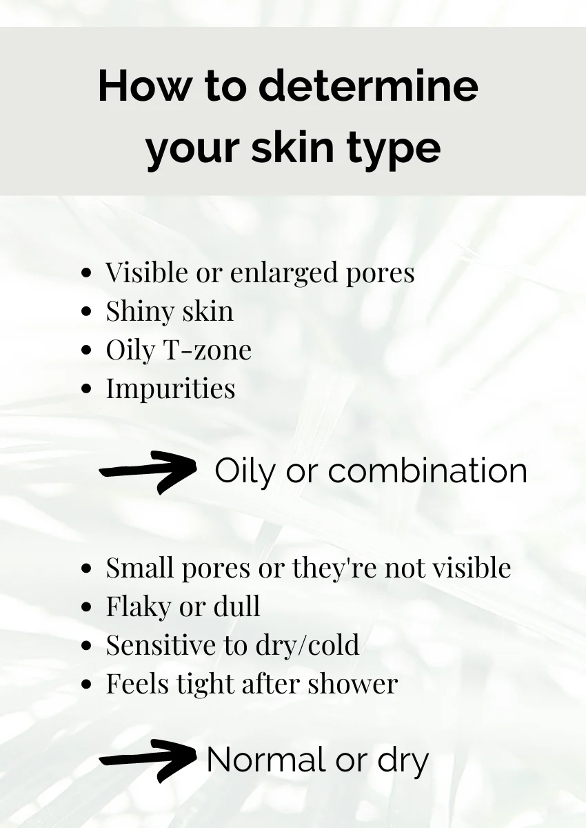 how to determine skin type cheat list
