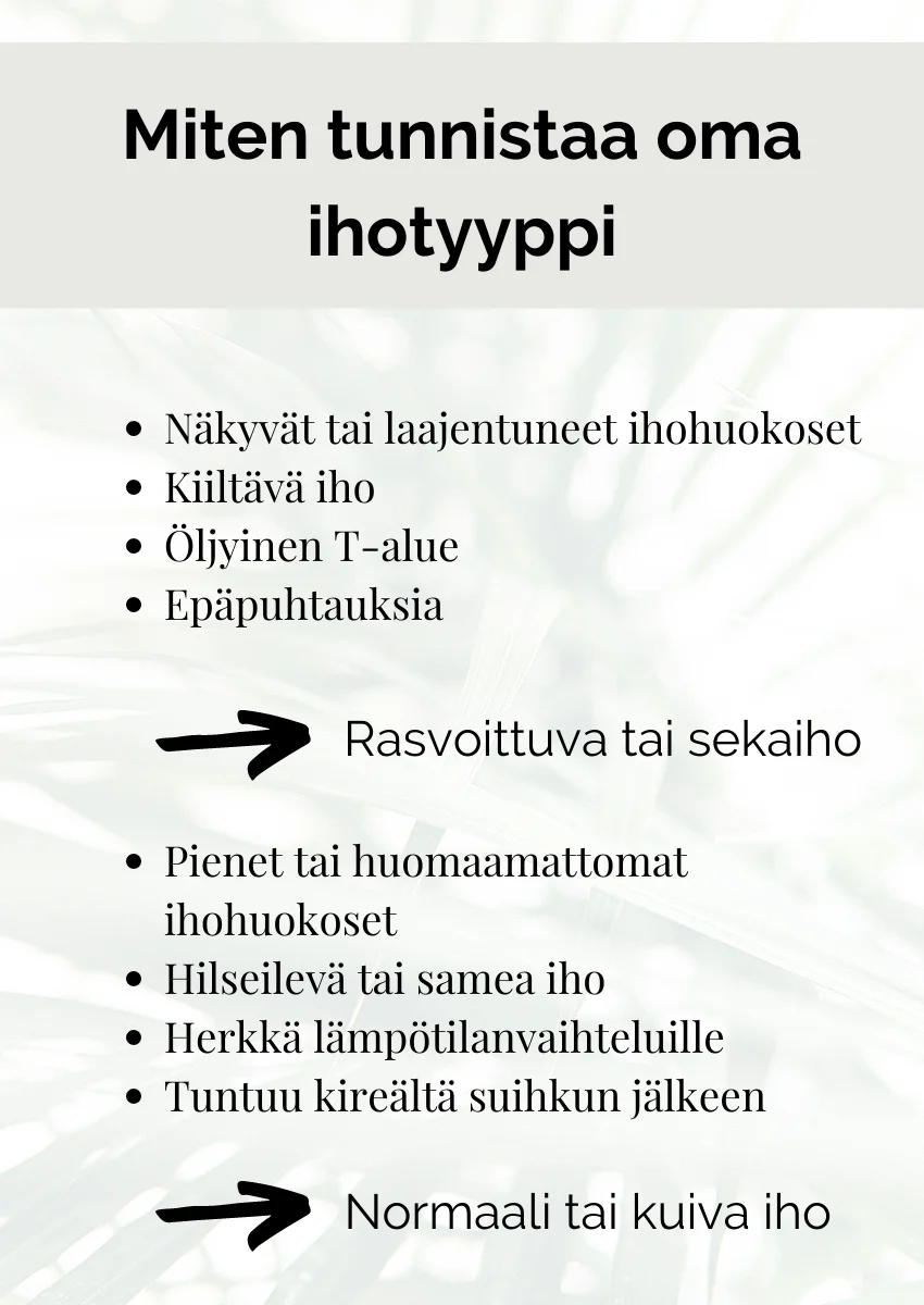 miten tunnistaa oma ihotyyppi