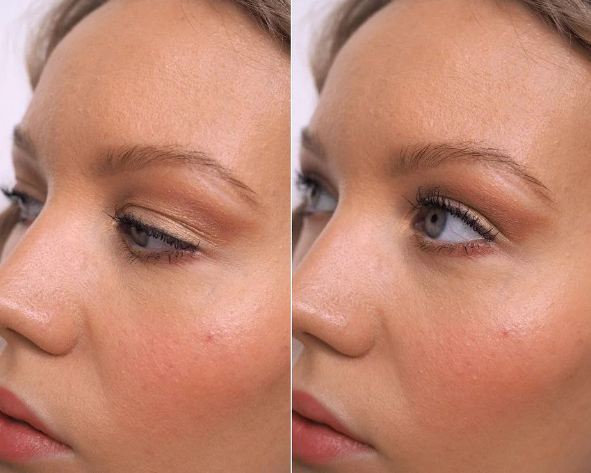 deep set downturned eyes makeup from the side