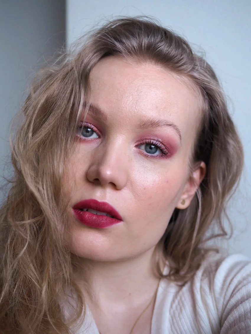 pink eye makeup plum lips date makeup